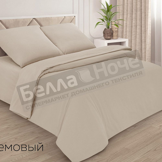 Детальная картинка товара «adelis простынь поплин гл/кр на резинке 160*200/20 кремовый»