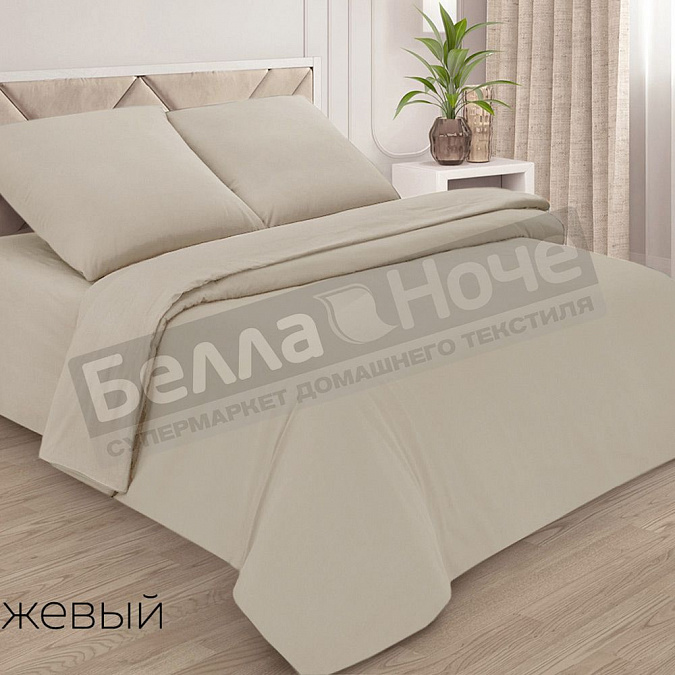 Детальная картинка товара «adelis простынь поплин гл/кр на резинке 180*200/20 бежевый»
