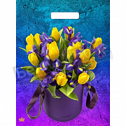 Пакет ПЭ с вырубной ручкой 31*40 Тико Ламинация Желтые тюльпаны