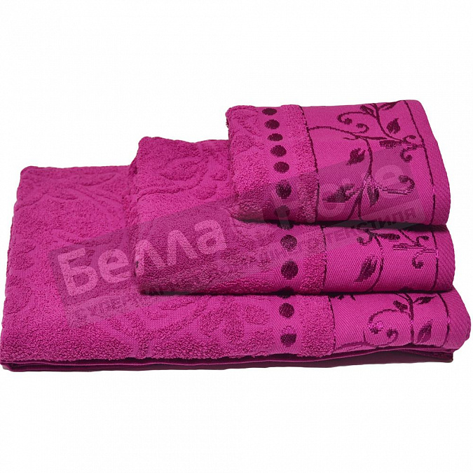 Детальная картинка товара «ввт 3 пр. к-т полотенец жакк.цв.701 пурпурный 860 »