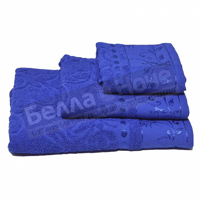Детальная картинка товара «ввт 3 пр. к-т полотенец жакк.цв.619 синий 860 »
