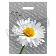 Пакет ПЭ с вырубной ручкой 31,5*43 Тико Ламинация Грэй Глосс Ромашка