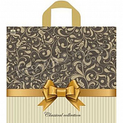 Пакет ПЭ с петлевой ручкой 34*40+6 Тико Бежевый узор