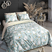 КПБ Luxor поплин Тинейджер Гуси Мятный нав.1-70*70