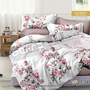 КПБ Люксония поплин Евро с натяжной простыней 180*200 Букет изыска 